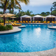 The pool is advertised as featuring “luxurious cabanas.”